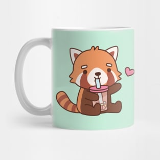 Cute Red Panda Loves Boba Tea Mug